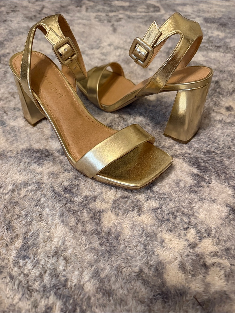 Steve Madden Gold Block Heel Sandals